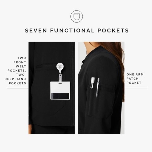 Sz XS Figs Black Bellery Bomber Scrub Jacket Women's X-Small - Picture 5 of 16